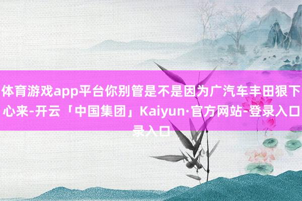 体育游戏app平台你别管是不是因为广汽车丰田狠下心来-开云「中国集团」Kaiyun·官方网站-登录入口