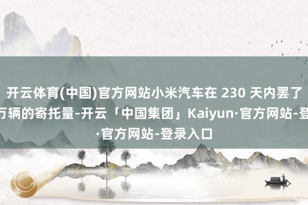 开云体育(中国)官方网站小米汽车在 230 天内罢了了 10 万辆的寄托量-开云「中国集团」Kaiyun·官方网站-登录入口
